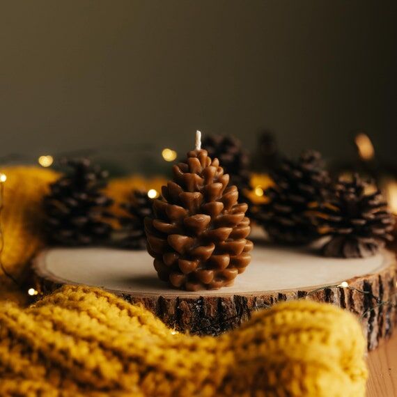 Pinecone Beeswax Candle, Real Pinecone Shaped...