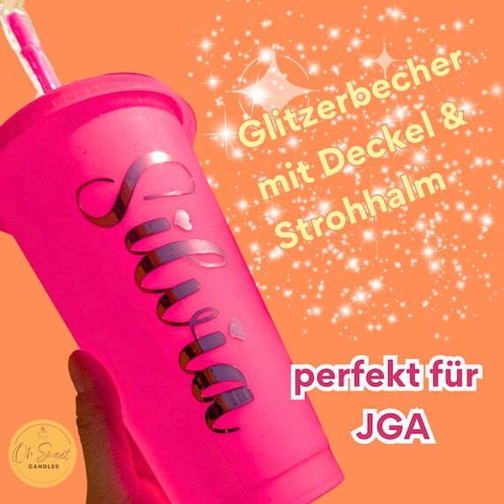 Personalized Glitter Tumbler with Straw, Cust...