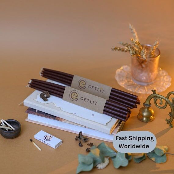 BROWN TAPER Beeswax Candle Gift Set Unique Ha...