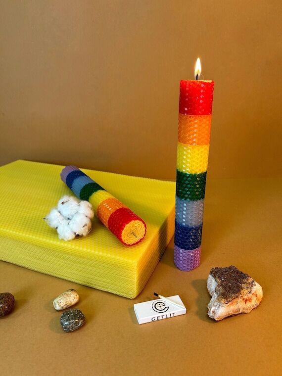 CHAKRA BEESWAX Candle,Meditation Beeswax Cand...