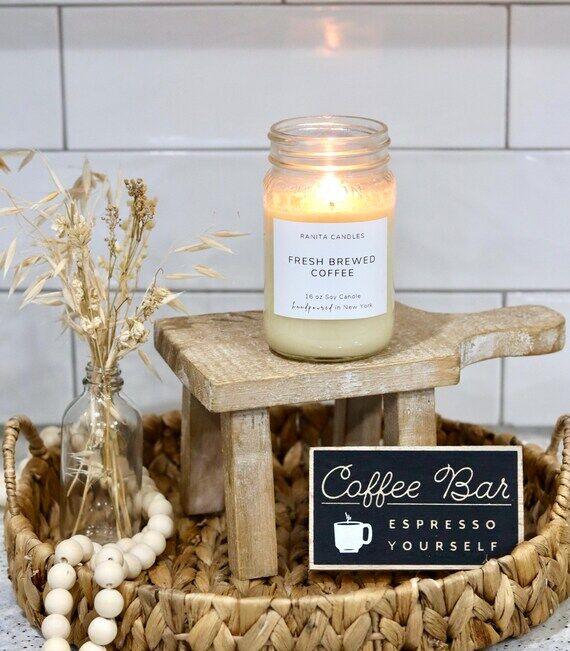 Fresh Brewed Coffee Soy Candle, Coffee Lovers...