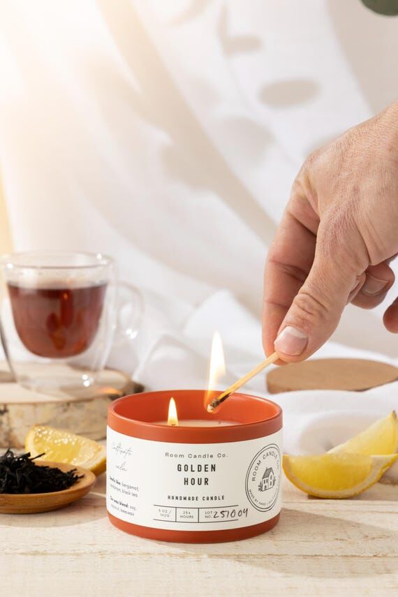 Handmade Golden Hour Candle: Bergamot, Cardam...