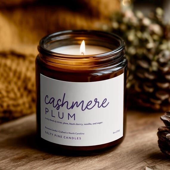 Cashmere Plum Fall Beeswax Candle, Fruity War...