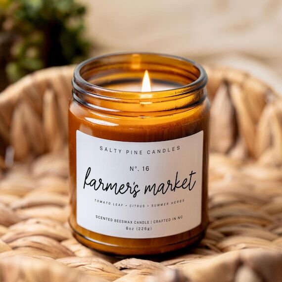 Summer Herb and Tomato Beeswax Candle, Citru...
