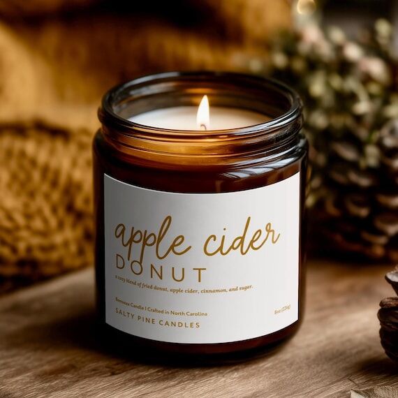 Apple Cider Donut Fall Beeswax Candle, Autumn...
