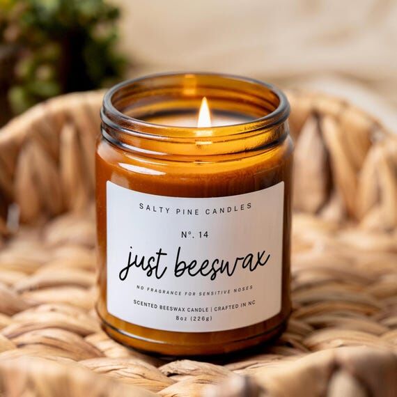 Fragrance Free Beeswax Candle, Unscented Clea...