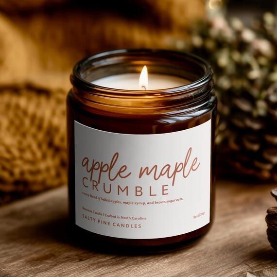 Apple Maple Crumble Fall Beeswax Candle, Warm...