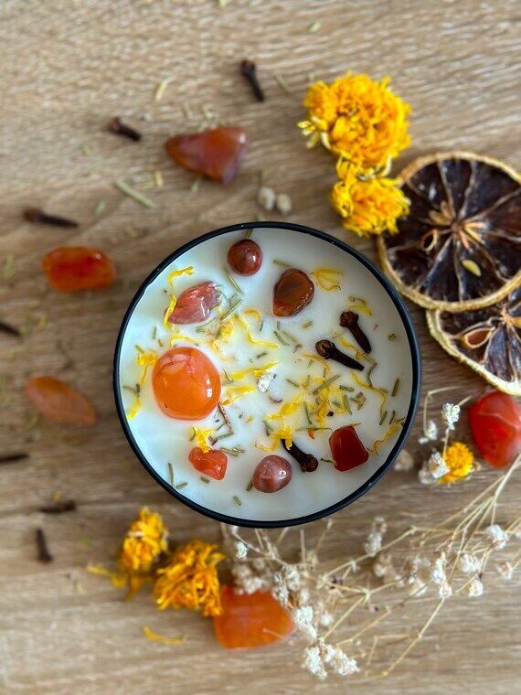 5.5oz Handmade Intention Candle - Carnelian -...