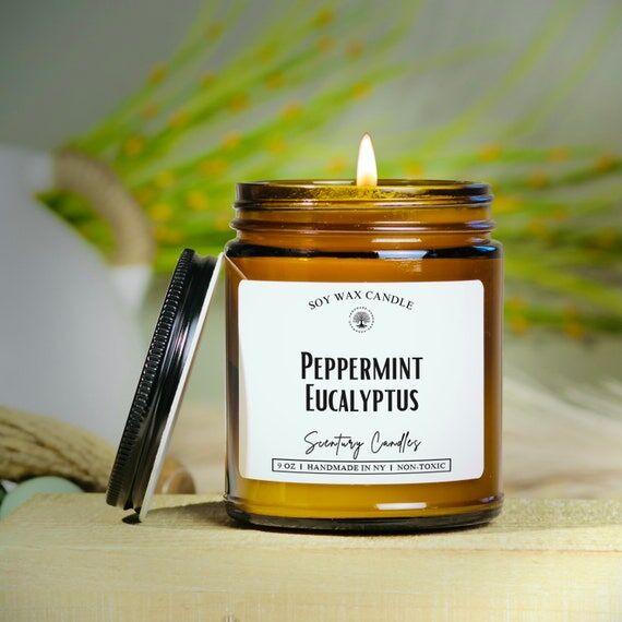 Peppermint Eucalyptus Soy Candle: Aromatherap...