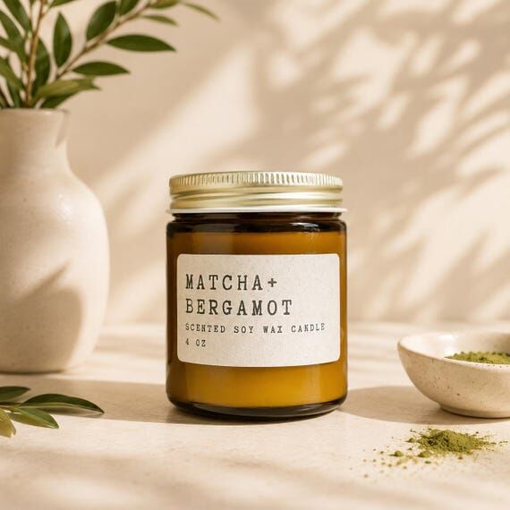 Matcha + Bergamot Soy Candle: Handmade, Fresh...