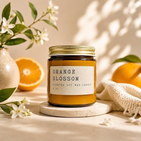 Orange Blossom Scented Soy Candle: Floral Aro...