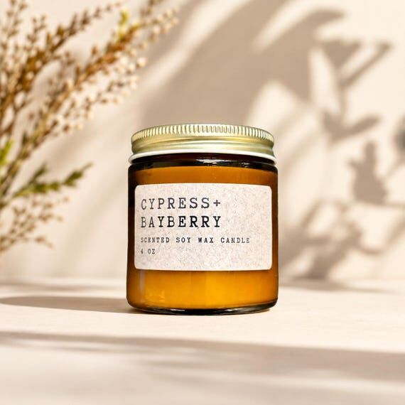 Cypress + Bayberry Soy Candle: Hand-Poured Wi...