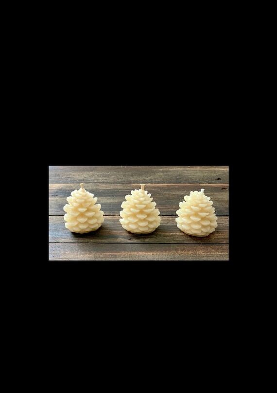 Pinecone Beeswax Candle Set: Organic White, U...