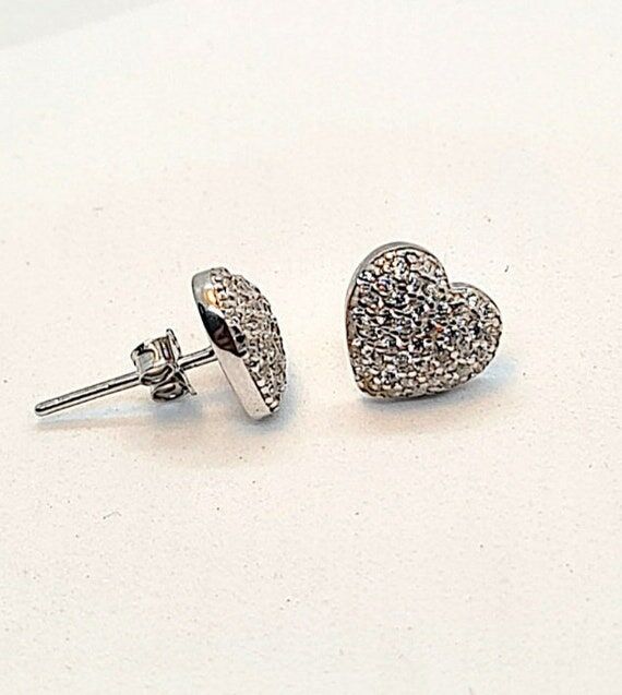 Heart stud solid 925 sterling silver strong q...