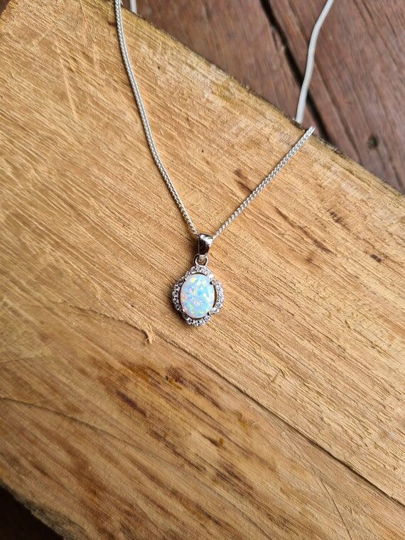 925 sterling silver white opal CZ zirconia st...