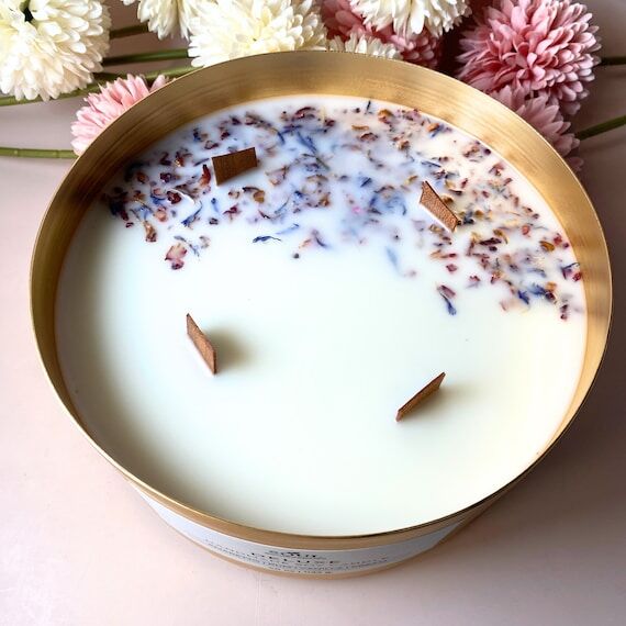 Extra Large Soy Candle, 40oz Gold Vessel Cand...