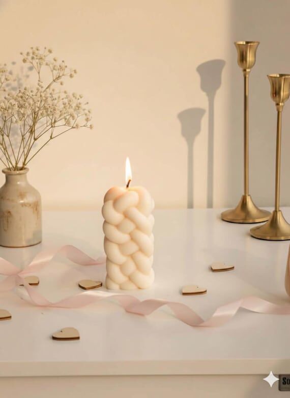 Braided Soy Wax Candle | Candle art, knitted ...