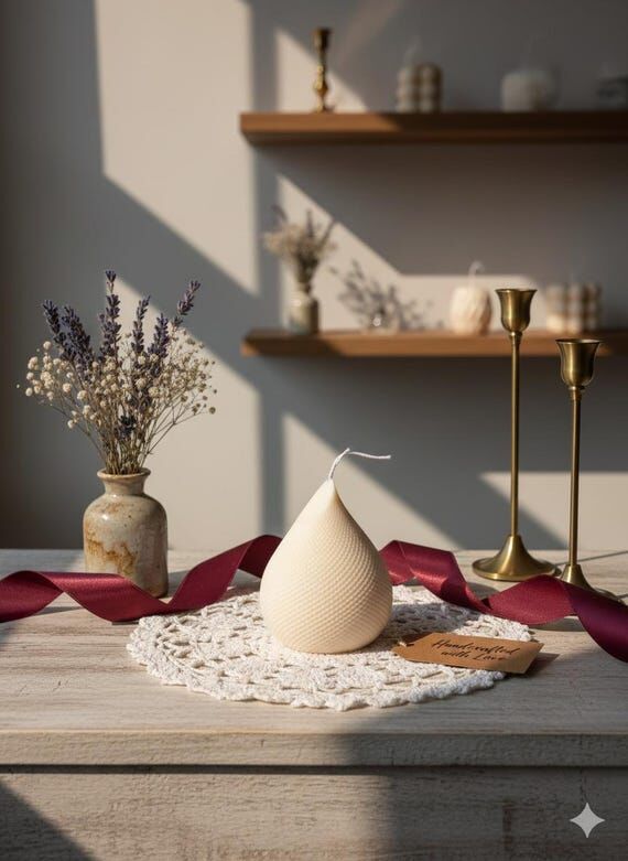 Textured Water Drop Soy Wax Candle | Warm Van...