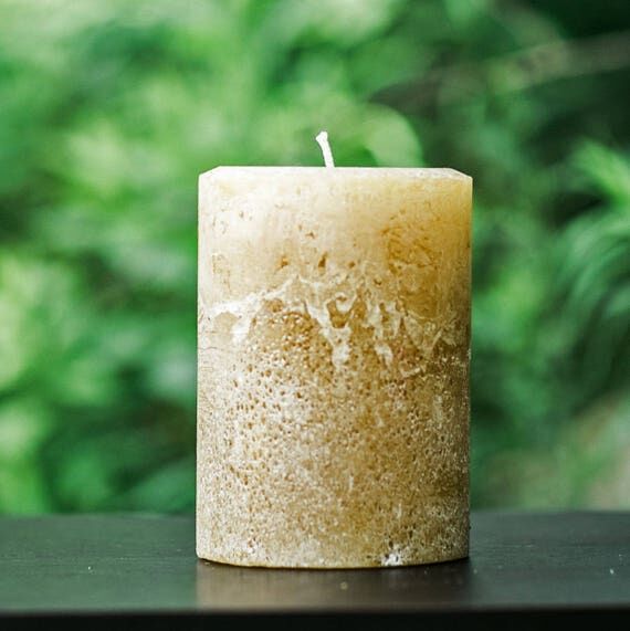 Unscented Rustic Light Brown Pillar Candle: H...
