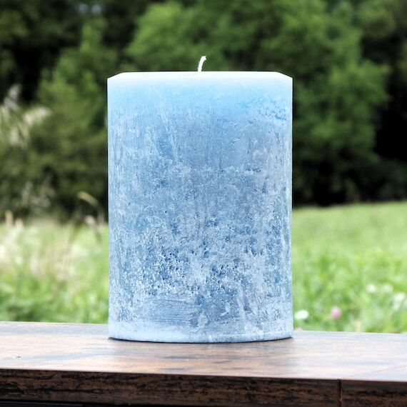 Unscented Handmade Slate Blue Textured Pillar...