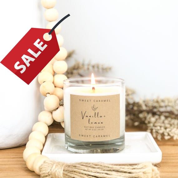 Vanilla & Lemon Soy Candle: Handmade Vegan Gi...
