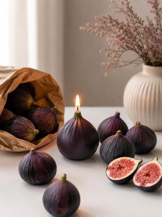 Fig Fruit Shaped Candle Realistic Cottagecore...