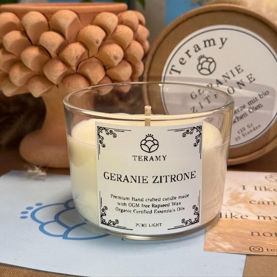 Geranium and Lemon Natural Scented Candle ogm...
