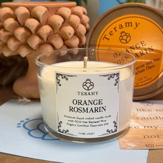 Orange and Rosemary Natural Scented Candle Ra...