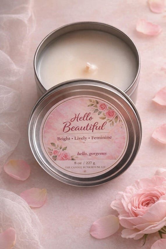 Hello Beautiful Candle 8oz | Feminine Floral ...