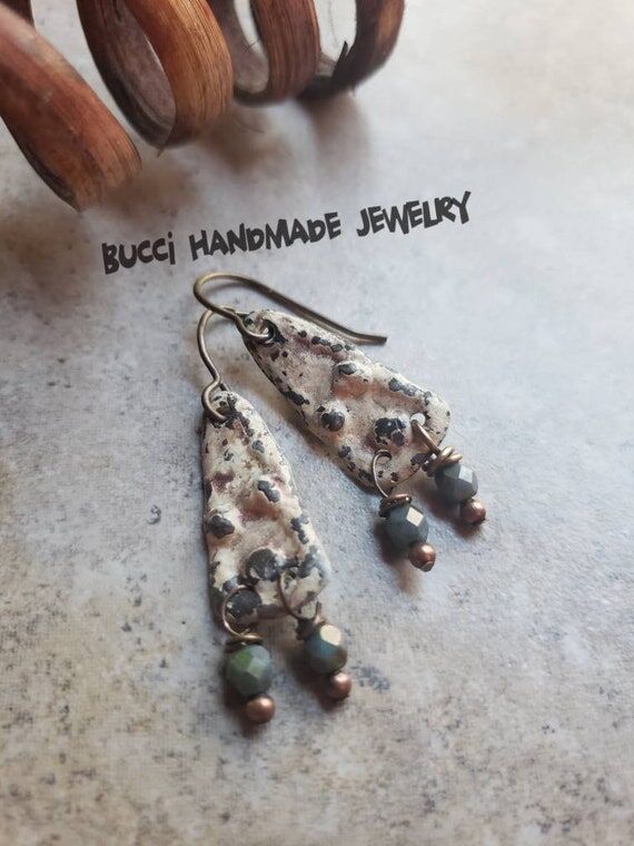 Small Lightweight Pewter Earrings, rustic, gr...
