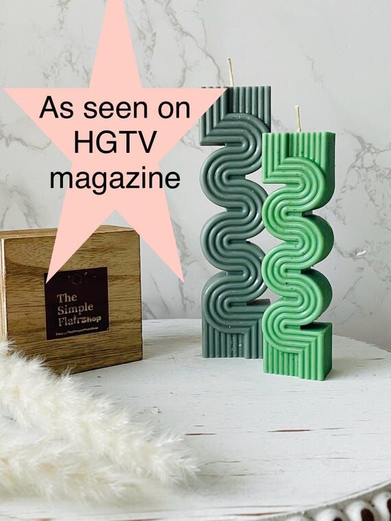 Geometrical Wavy Pillar Candle Set: Geometric...