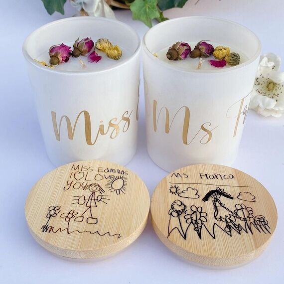 Personalized Kids Artwork Candle: Engraved Ke...