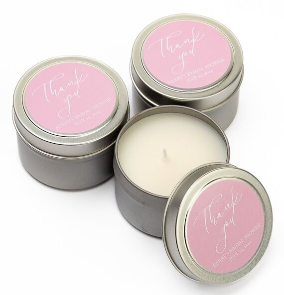 Custom Party Candle Favors: Silver Tins, Coco...