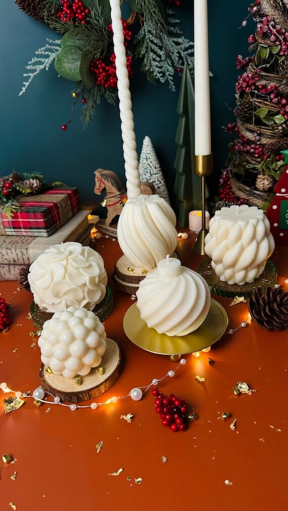 Holiday Scented Soy Christmas Candles: Shaped...
