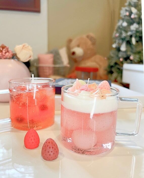 Peach Lychee Drink Candle: Tropical Boba Cand...