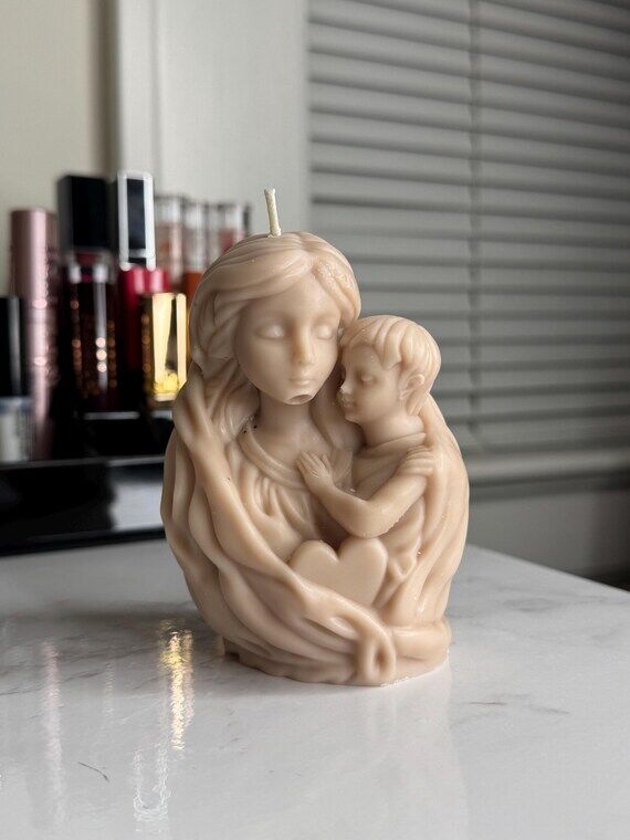 Baby Jesus and Maria Candle, Handmade, Unscen...