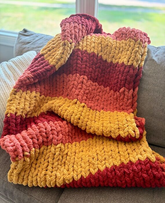 Cozy Chunky Hand Knit Chenille Throw Blanket ...