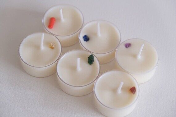 Chakra scented soy wax tealights - crystal an...