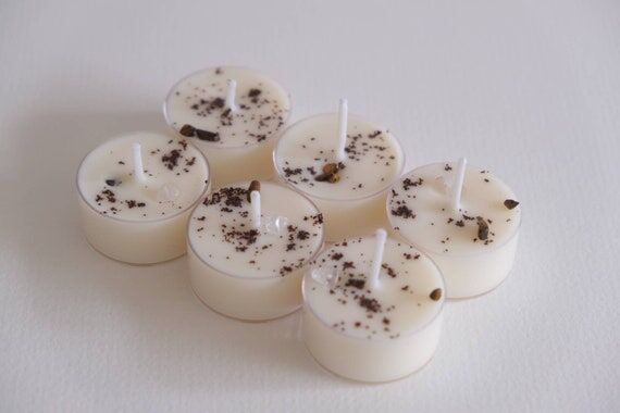 Coffee Vanilla scented soy tea light candles,...