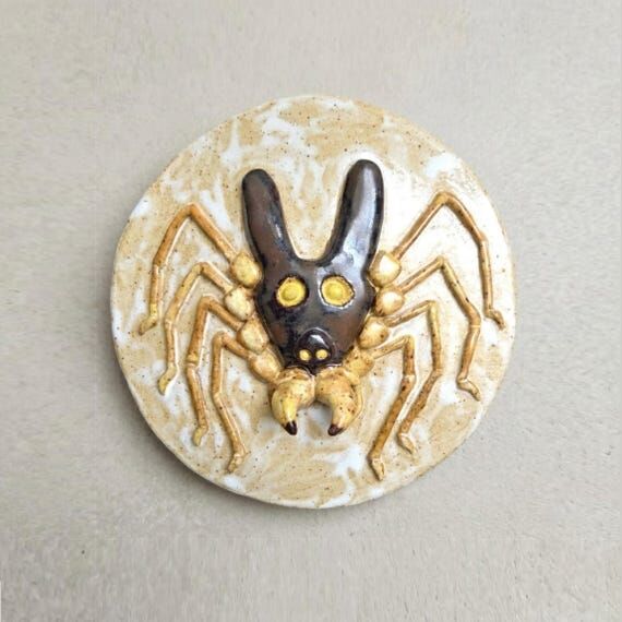 Handmade Ceramic Bunny Harvestman Wall Sculpt...