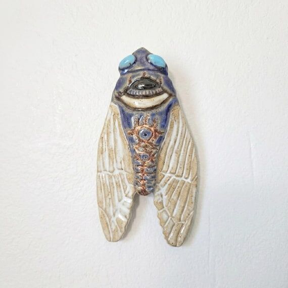 Ceramic Cicada Wall Sculpture – Primitive I...