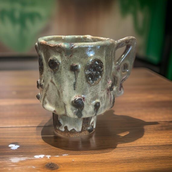 Handmade Ceramic Coffee Mug: Quirky Glazed De...