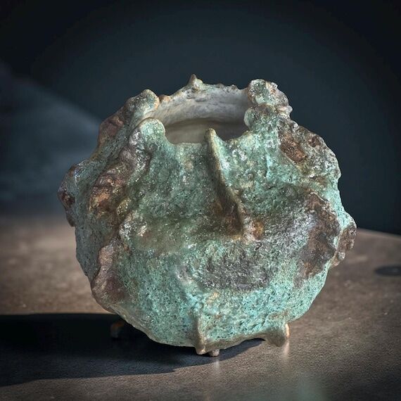 Handmade Textured Ceramic Sculpture, Volcanic...