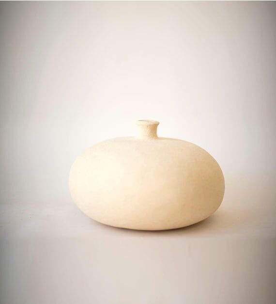 Large Organic Stoneware Vase: Unglazed Beige ...