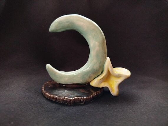 Unique Handmade Ceramic Moon , Moon and Star ...