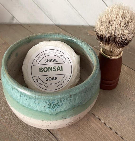 Handmade Ceramic Shave Bowl, Bonsai Soap, Men...
