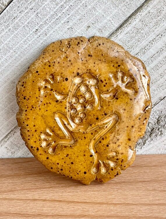 Handmade Ceramic Frog, Rock Garden Art, Potte...