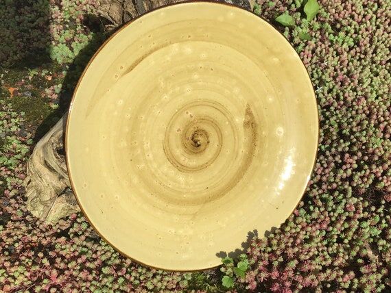 Handmade Light Brown Stoneware Dinner Plate: ...