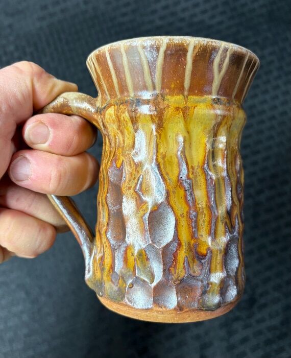 Handmade Faceted Wood Fired Mug (16oz)...