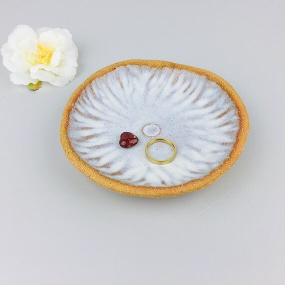 Rustic Stoneware Ring Dish – Cream Glaze, H...